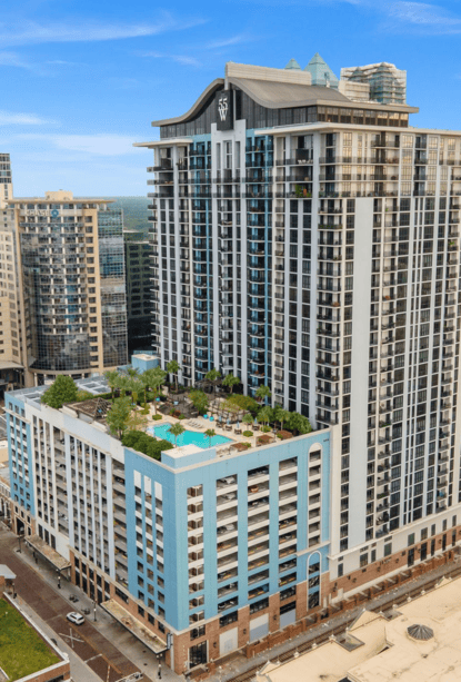 Aerial photo of tall building 